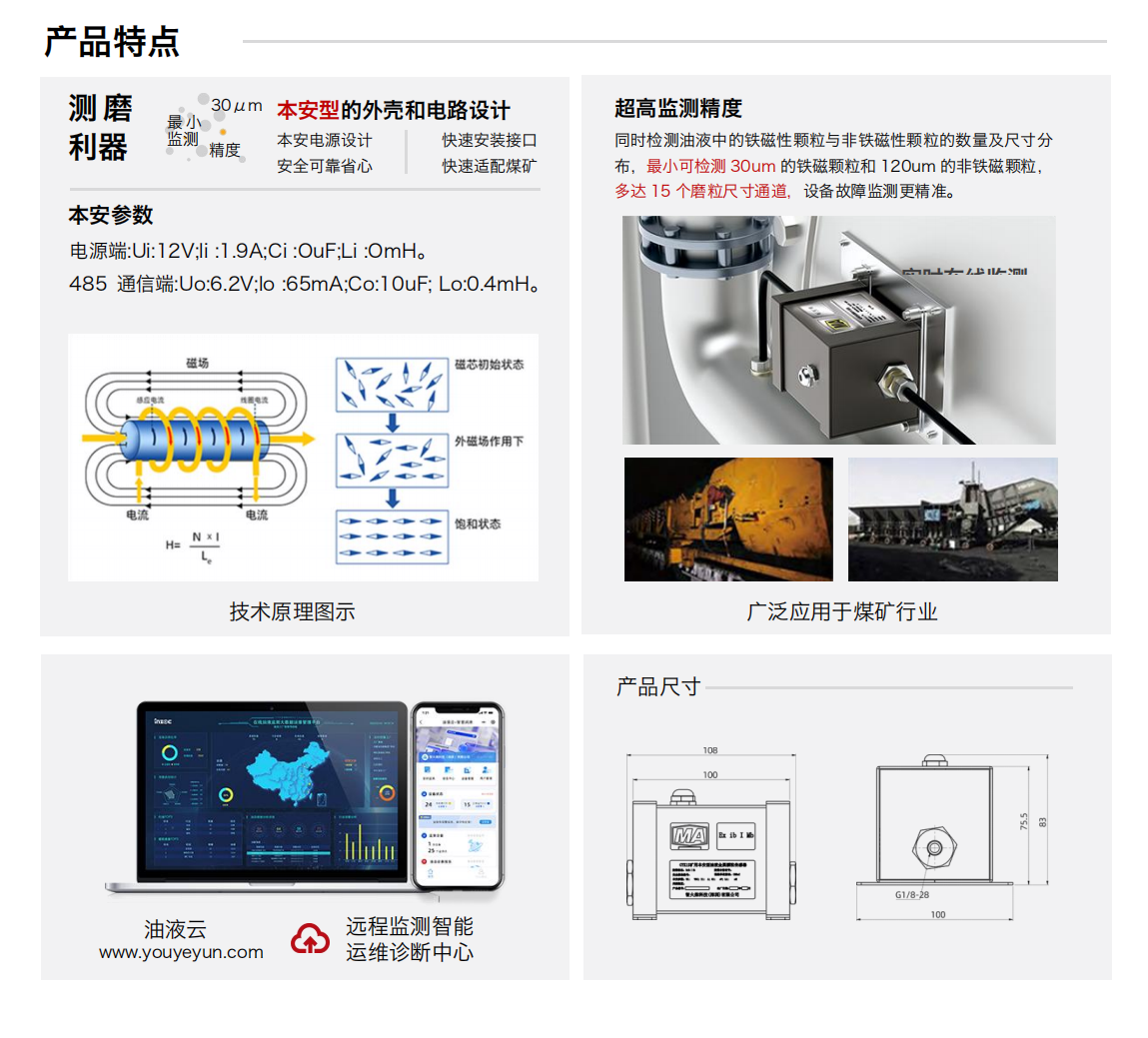 GYK12系列礦用本安型油液金屬磨損顆粒傳感器 產(chǎn)品特點(diǎn)
