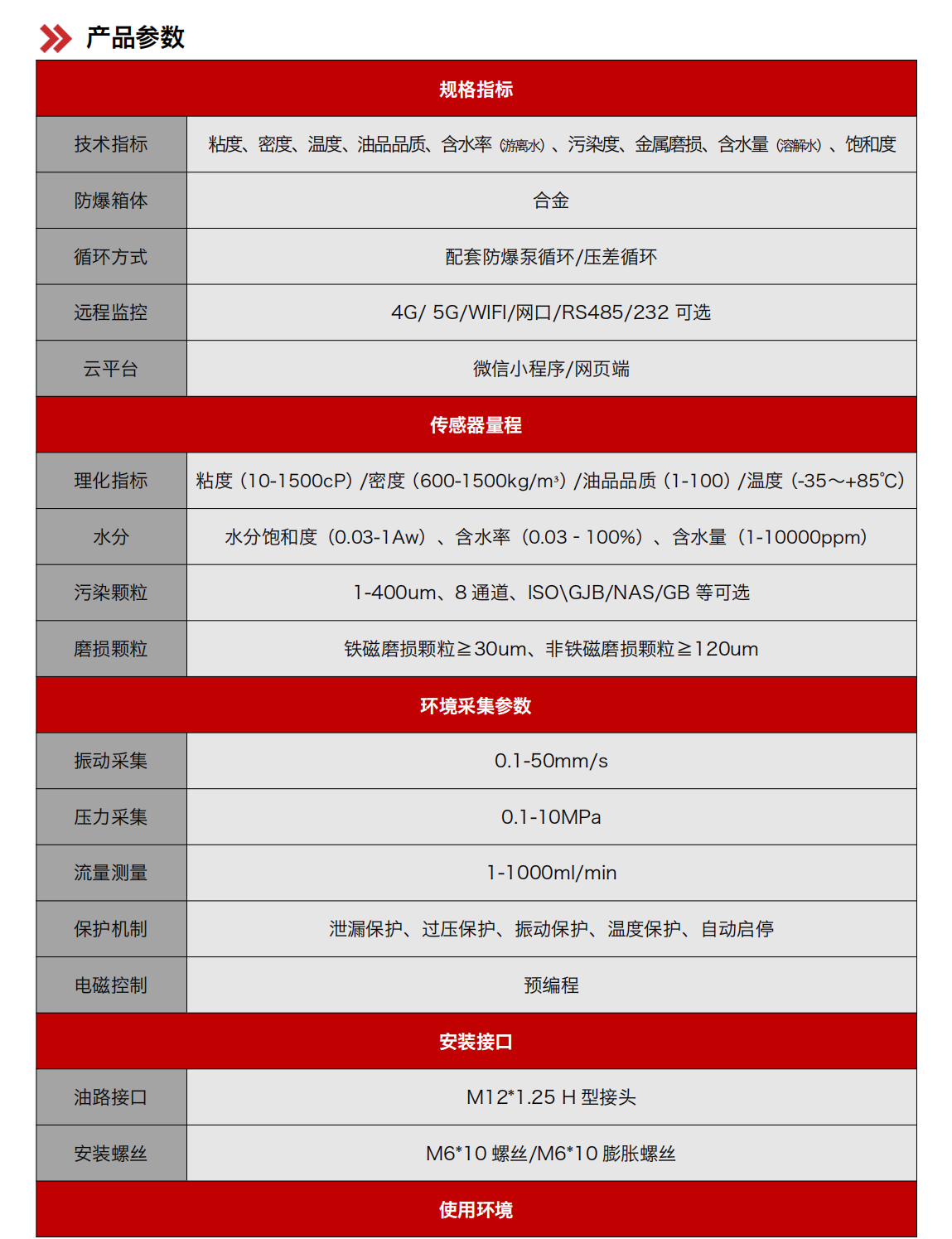 YJY12礦用本安型在線油液監(jiān)測儀 產(chǎn)品參數(shù)1